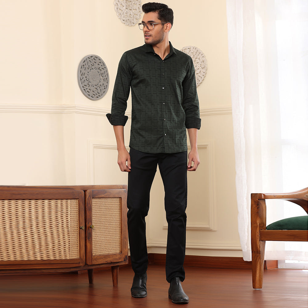 Print Shirt for Men | Smart Regular Fit | DARK GREEN My Store