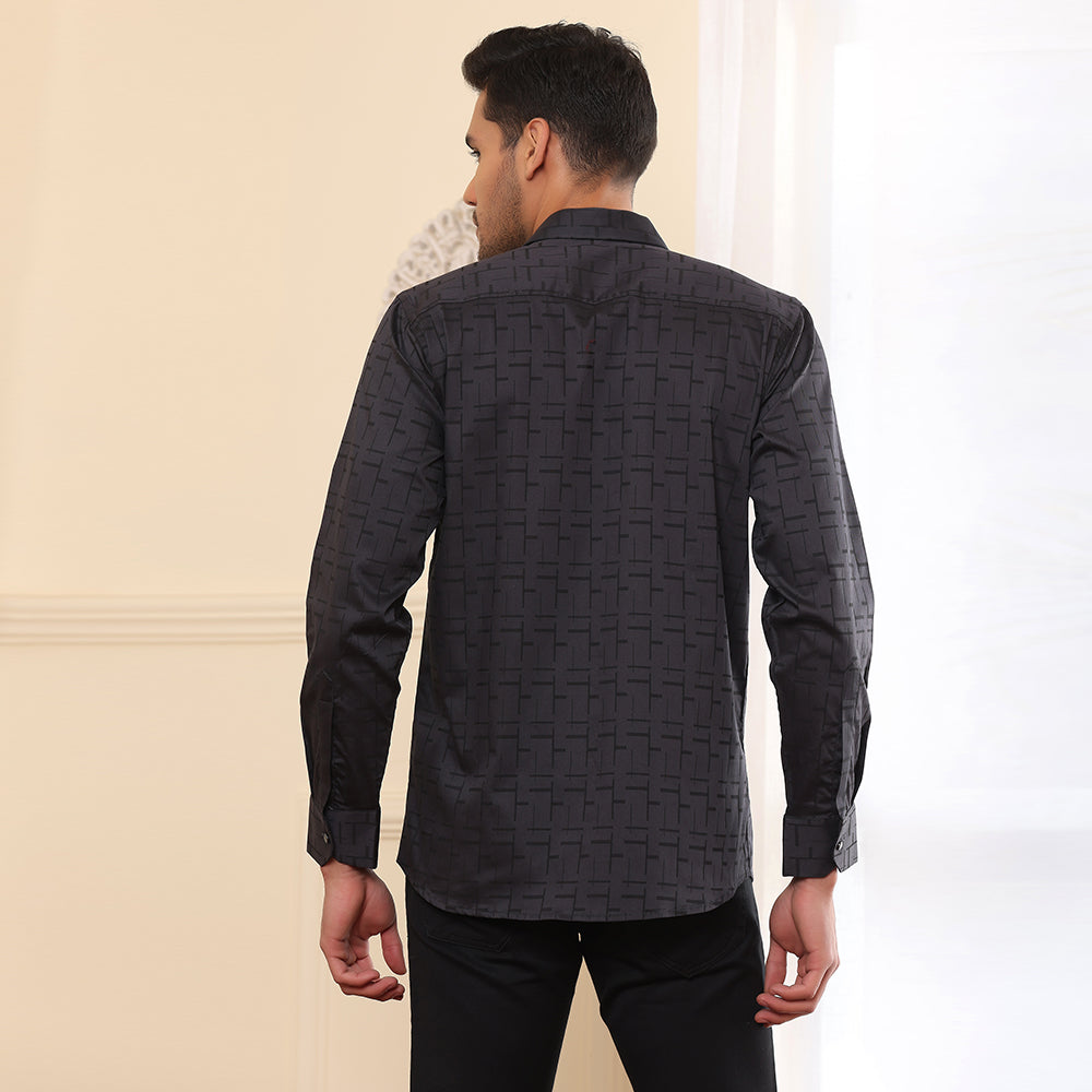 Printed formal shirts black