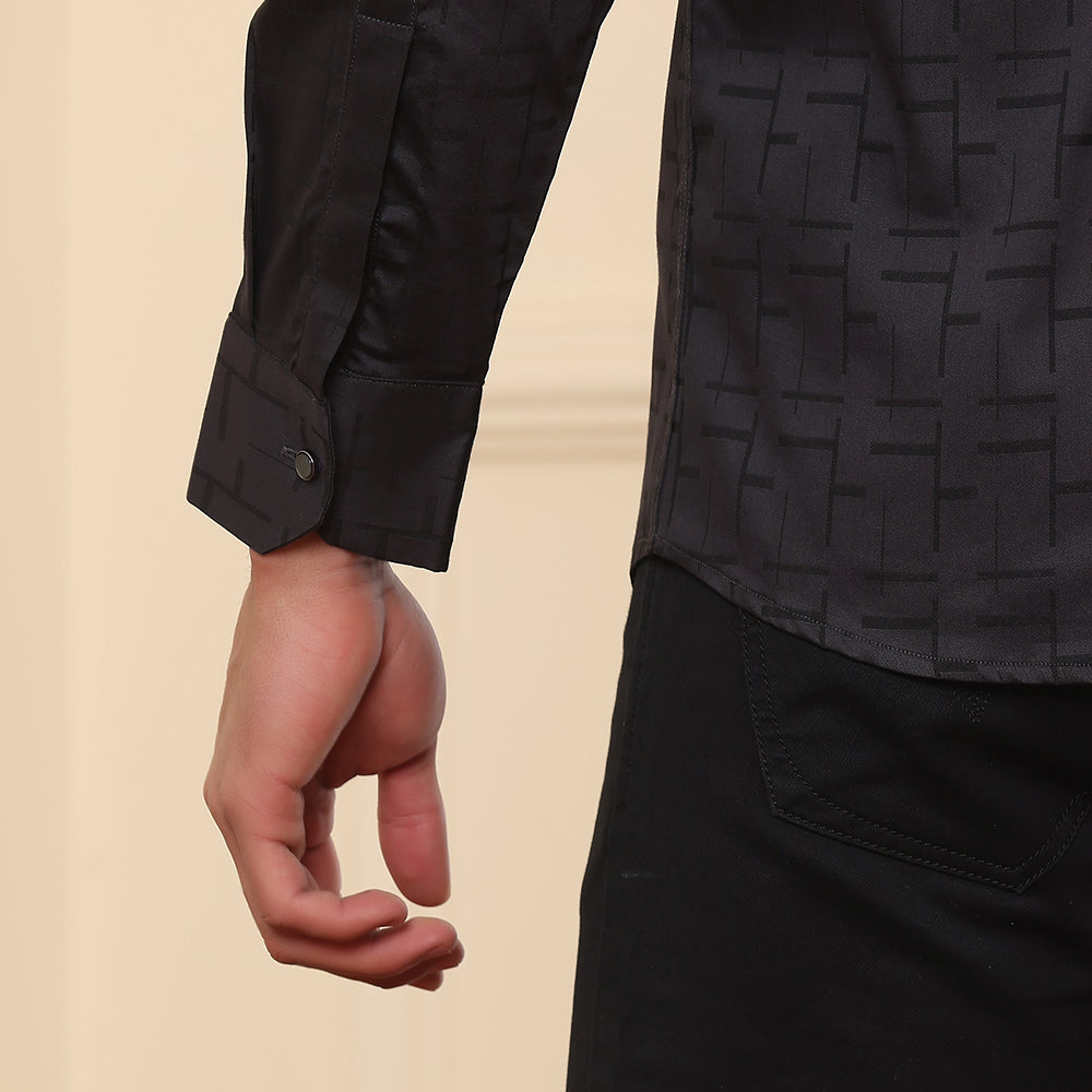 black Printed formal shirts