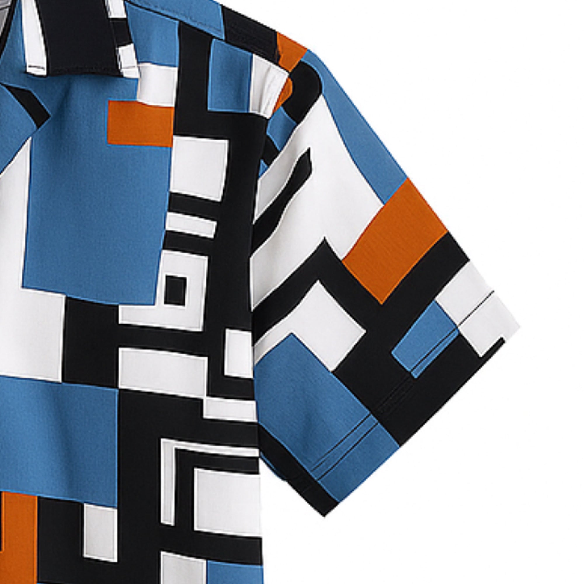 BLUE HALF CASUAL PRINTED COTTON SHIRT REGULAR FIT FOR MEN