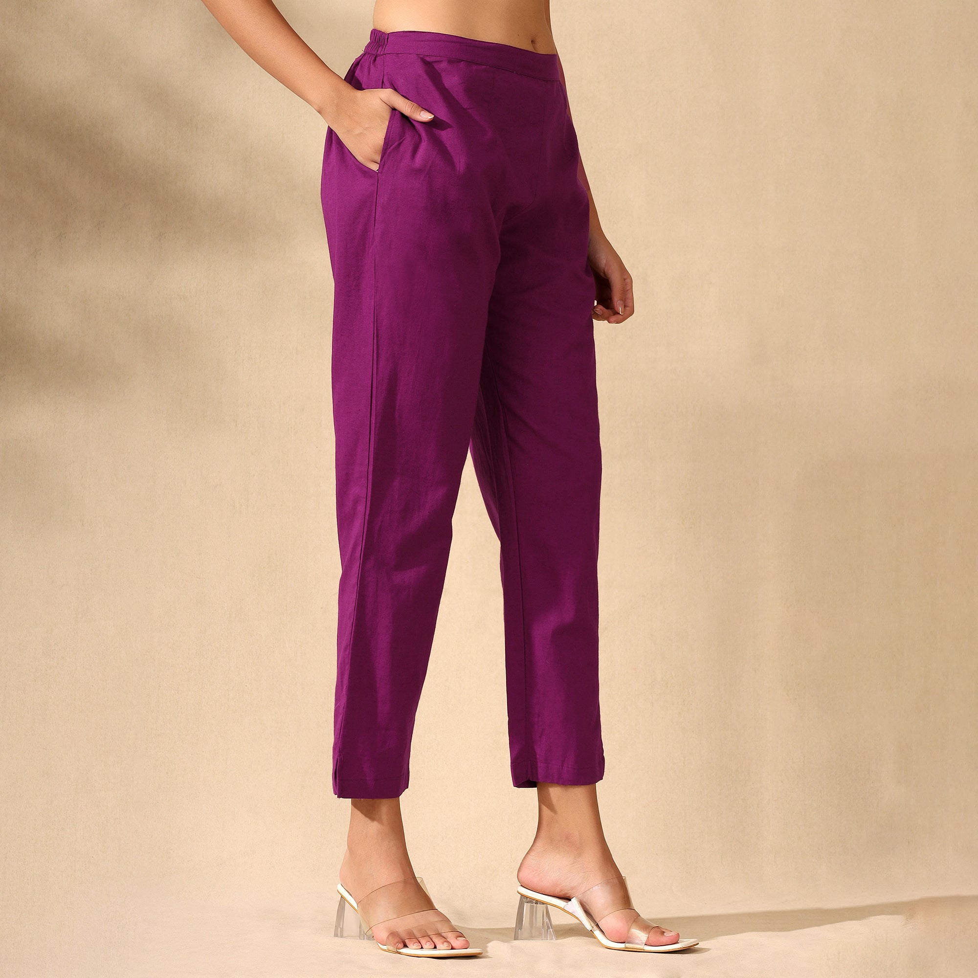 FLORAL EMBROIDERED COTTON CORD SET FOR WOMEN | SHIRT-PANT FUSION WEAR | MAGENTA