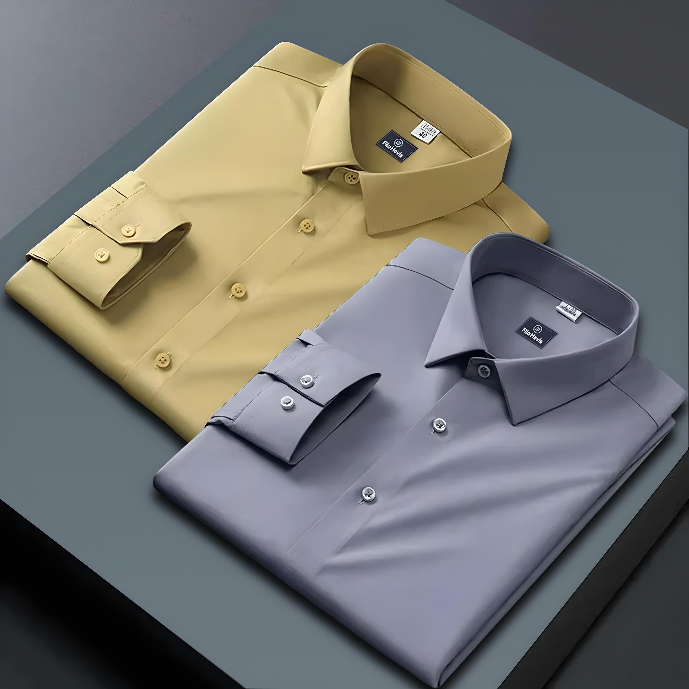 Combo of 2 Formal shirts Yellow & Light Grey Colour My Store