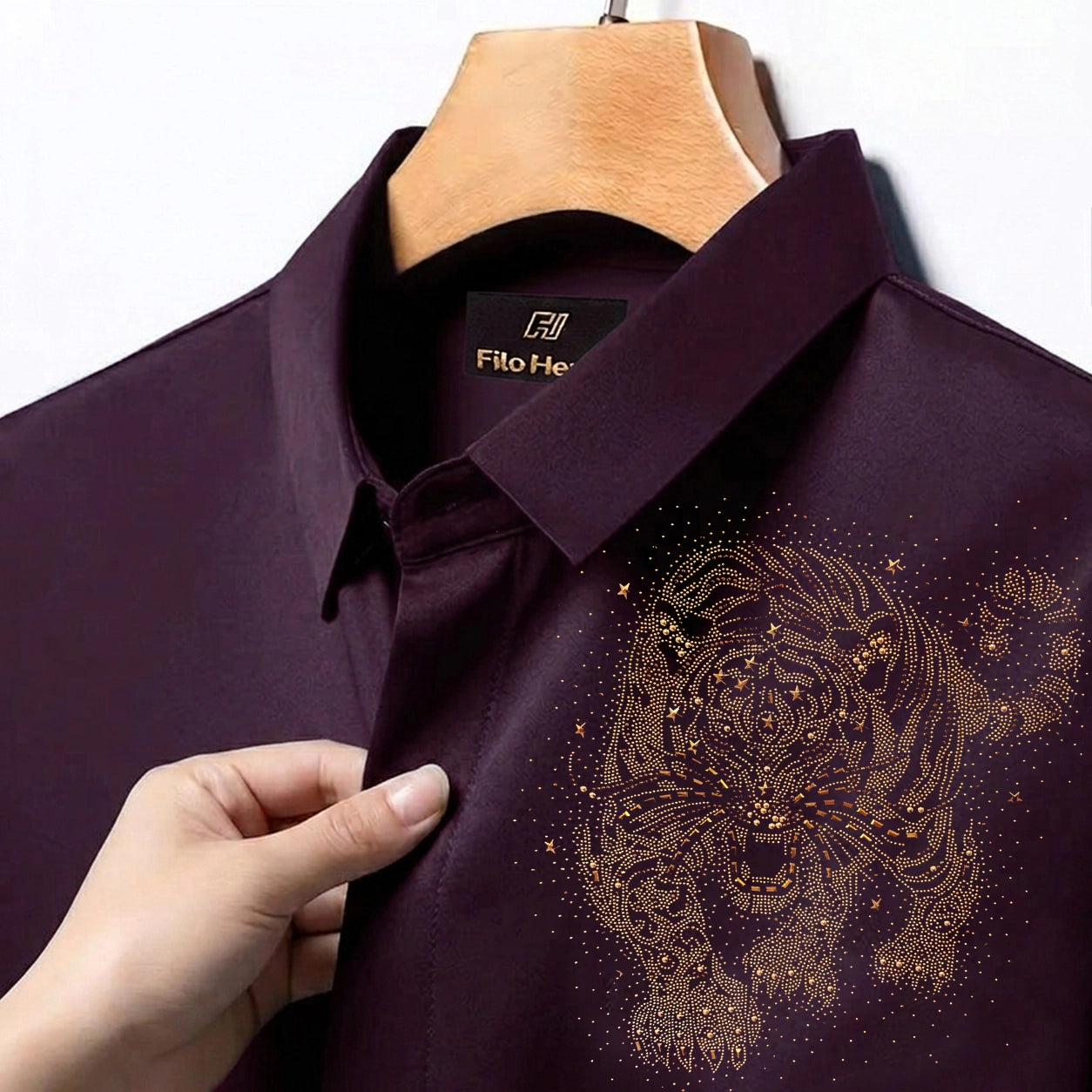Tiger Embroidery Party Shirts | Club Wear | Wine