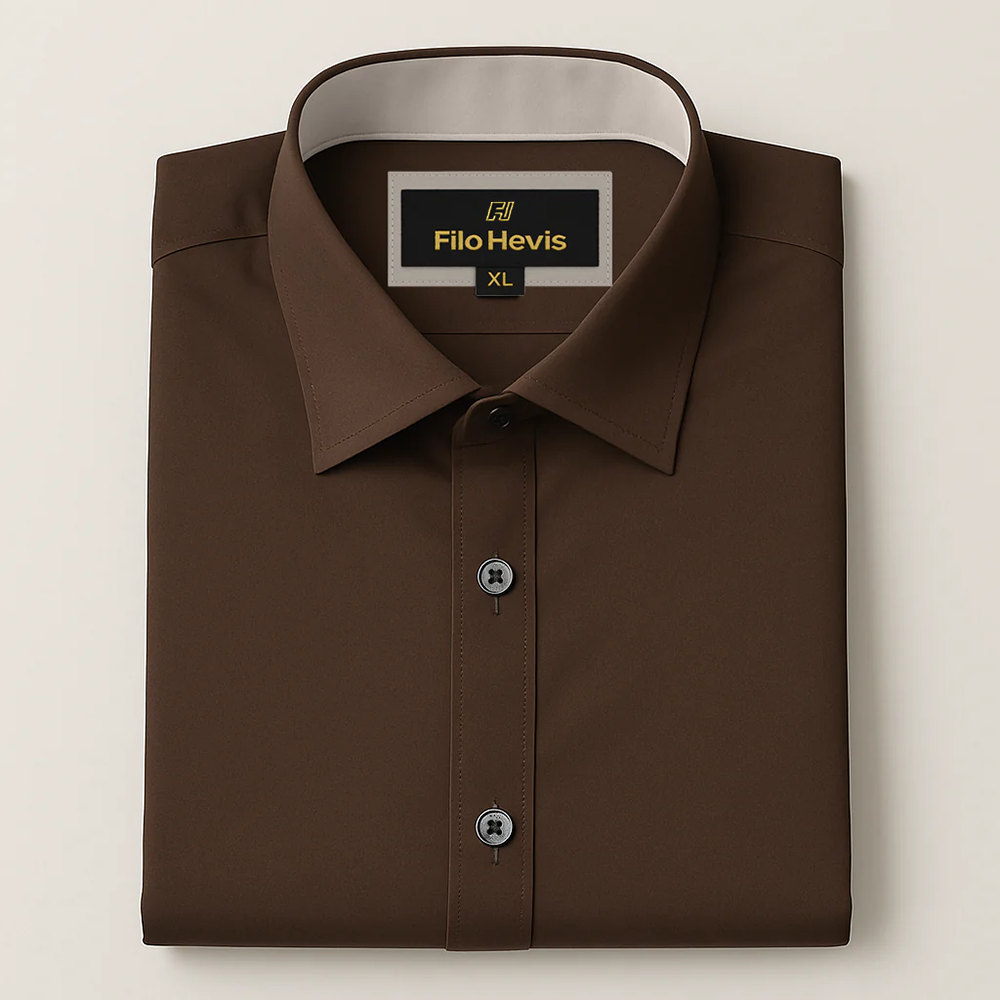 Formal Shirt for Men with Contrast Collar & Cuff | Brown