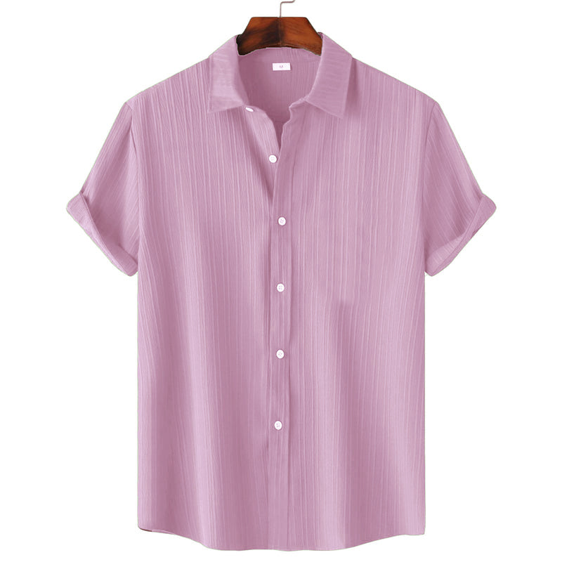 Men’s Textured Popcorn Half Sleeve Casual Shirt – Light Pink