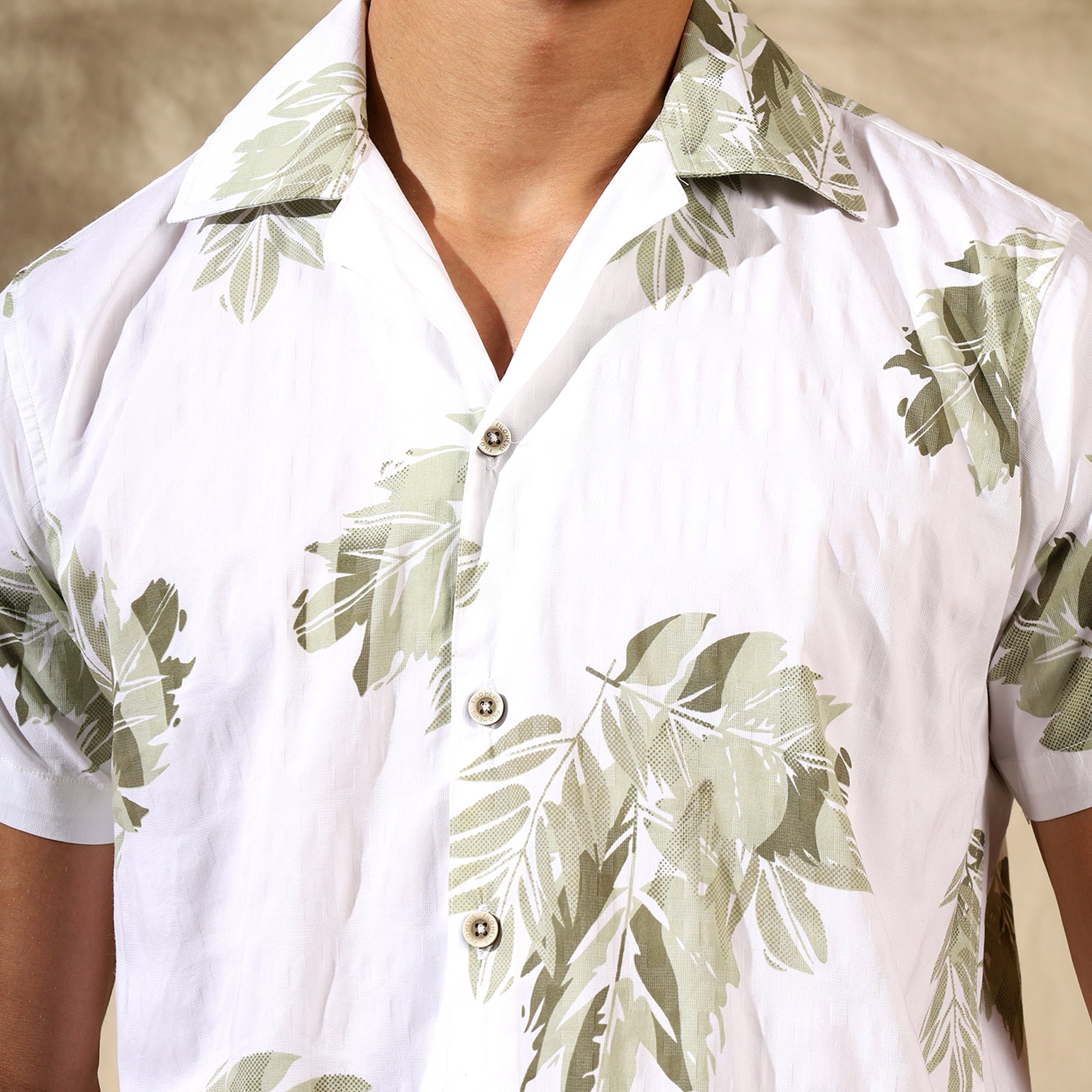 GREEN HALF CASUAL PRINTED COTTON SHIRT REGULAR FIT FOR MEN