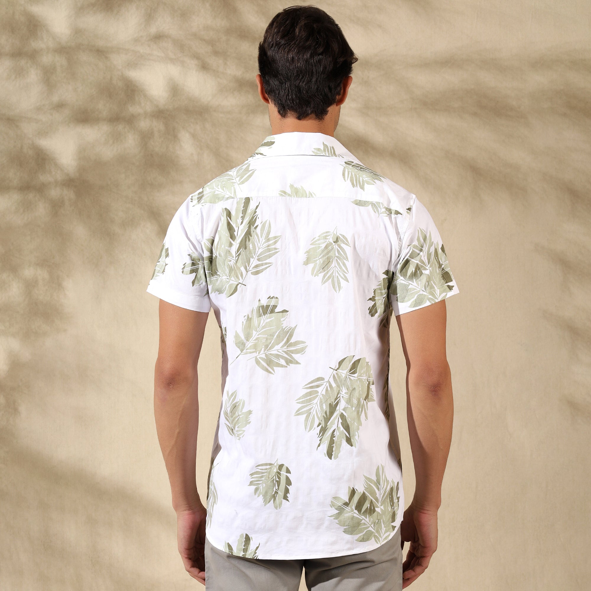 GREEN HALF CASUAL PRINTED COTTON SHIRT REGULAR FIT FOR MEN