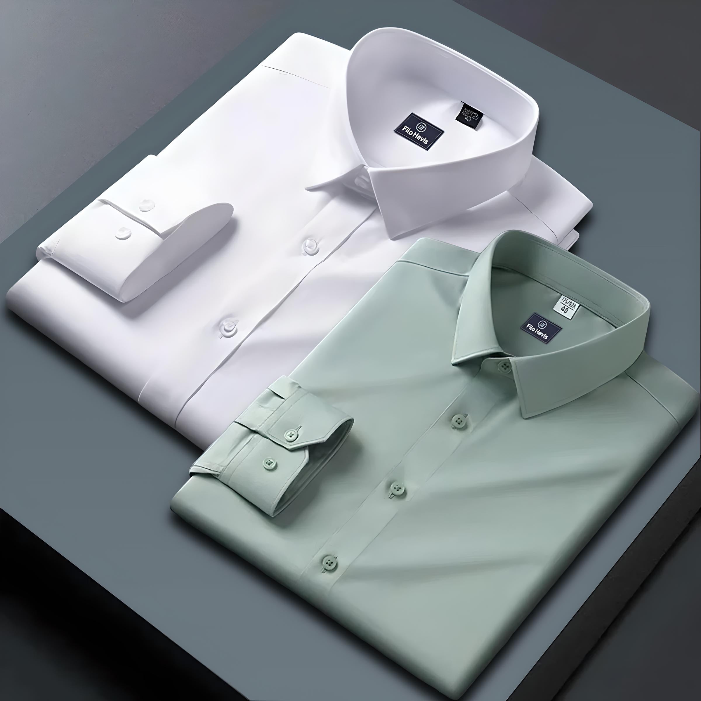 Combo of 2 Formal shirts White & Pista Green Colour My Store
