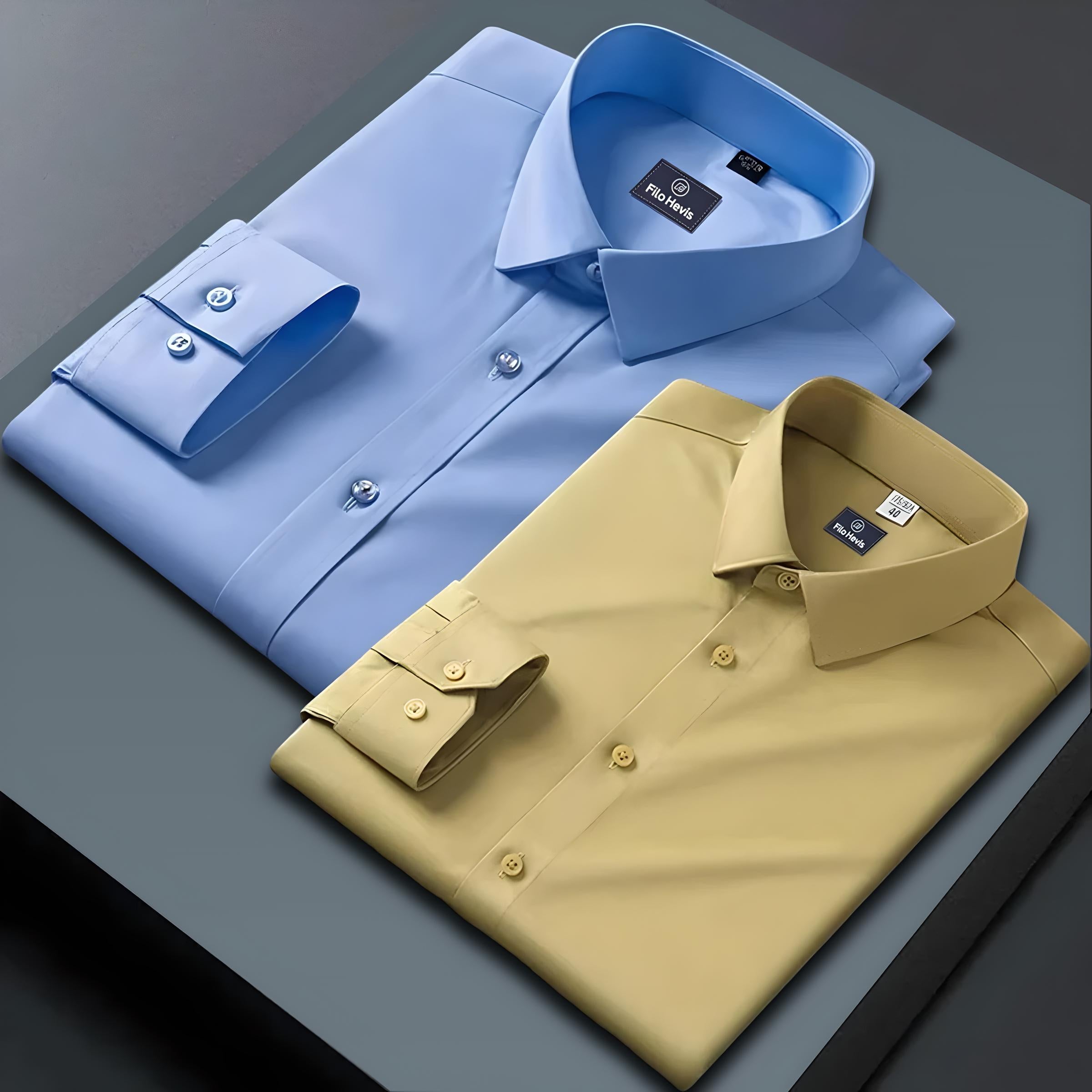 Combo of 2 Formal shirts Sky Blue & Yellow Colour My Store