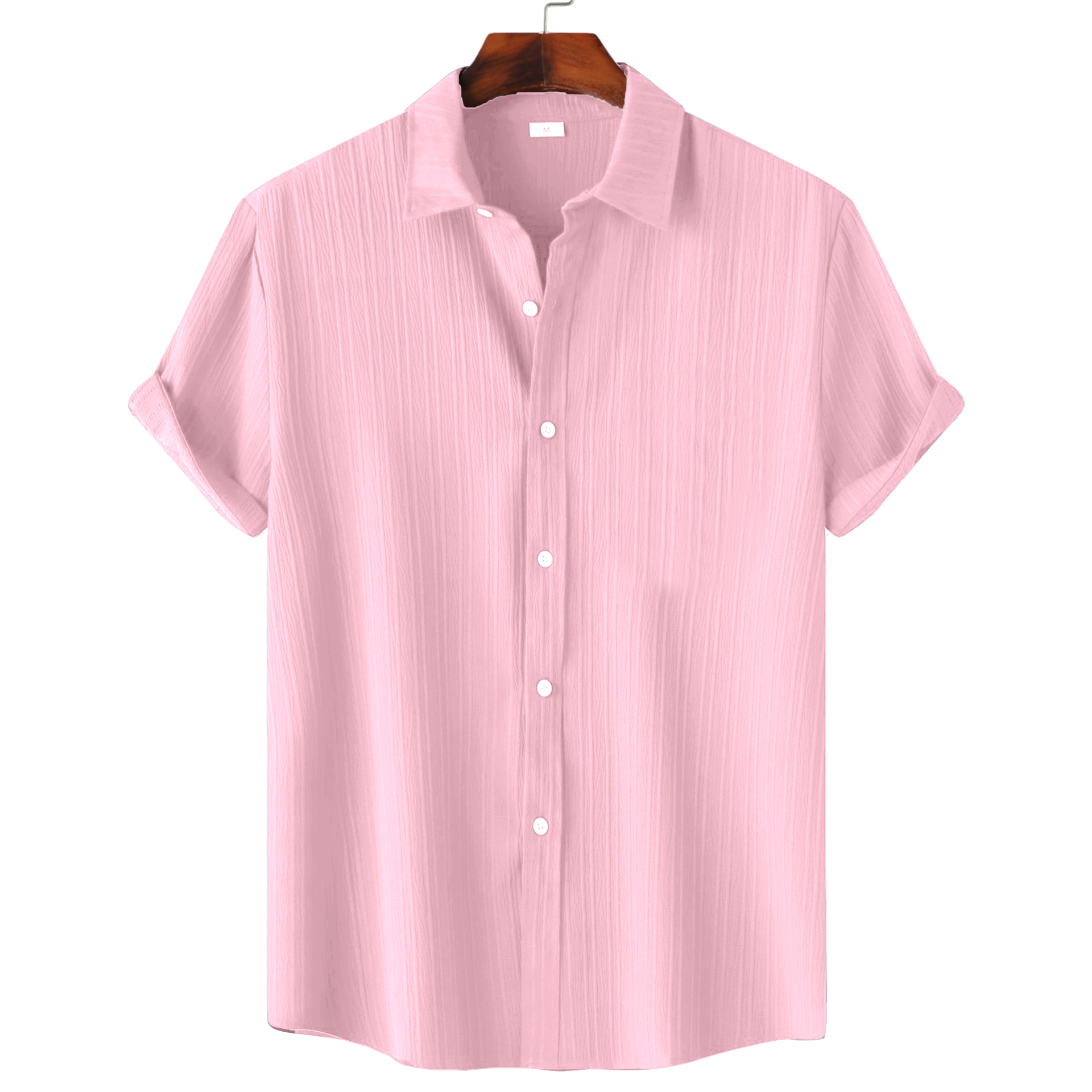 Men’s Textured Popcorn Half Sleeve Casual Shirt – Light Pink