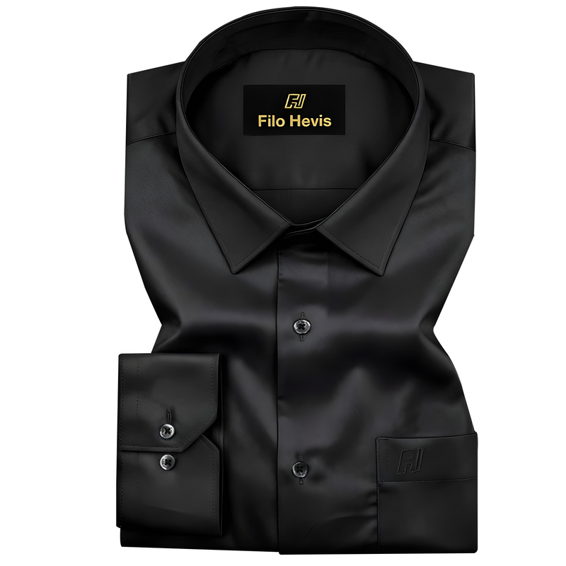 PLUS SIZE FORMAL SHIRTS IN COTTON FOR MEN (Single Pocket)- Black