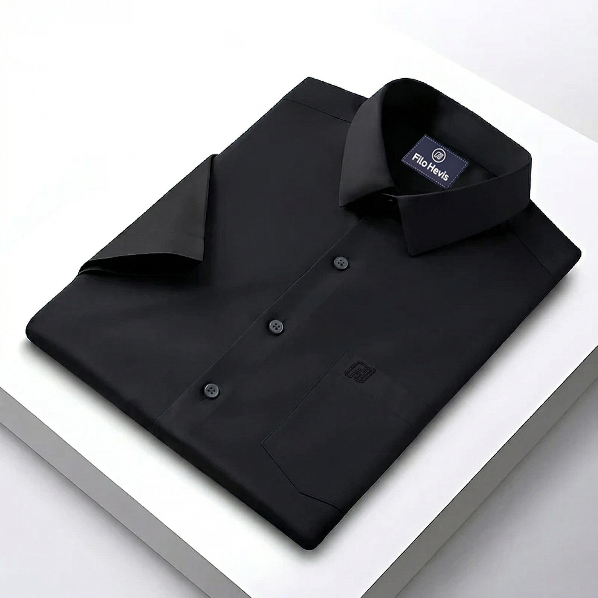 Men's Formal Half Sleeve Shirt-Black