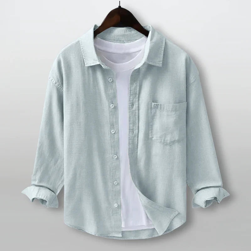 grey linen shirt