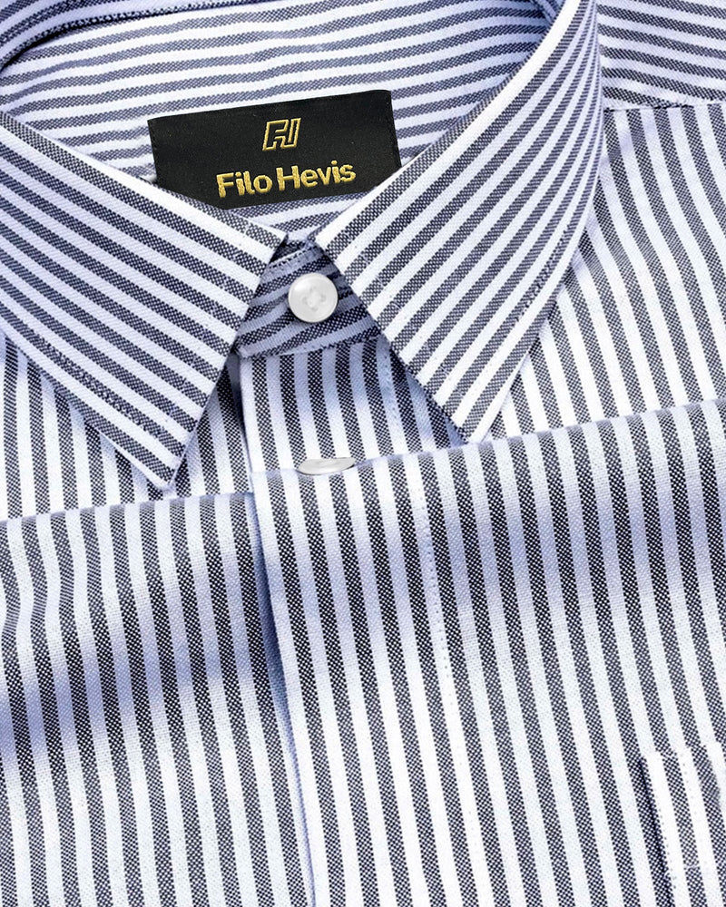 Cotton Stripe Shirt for Men |Slim fit | Black