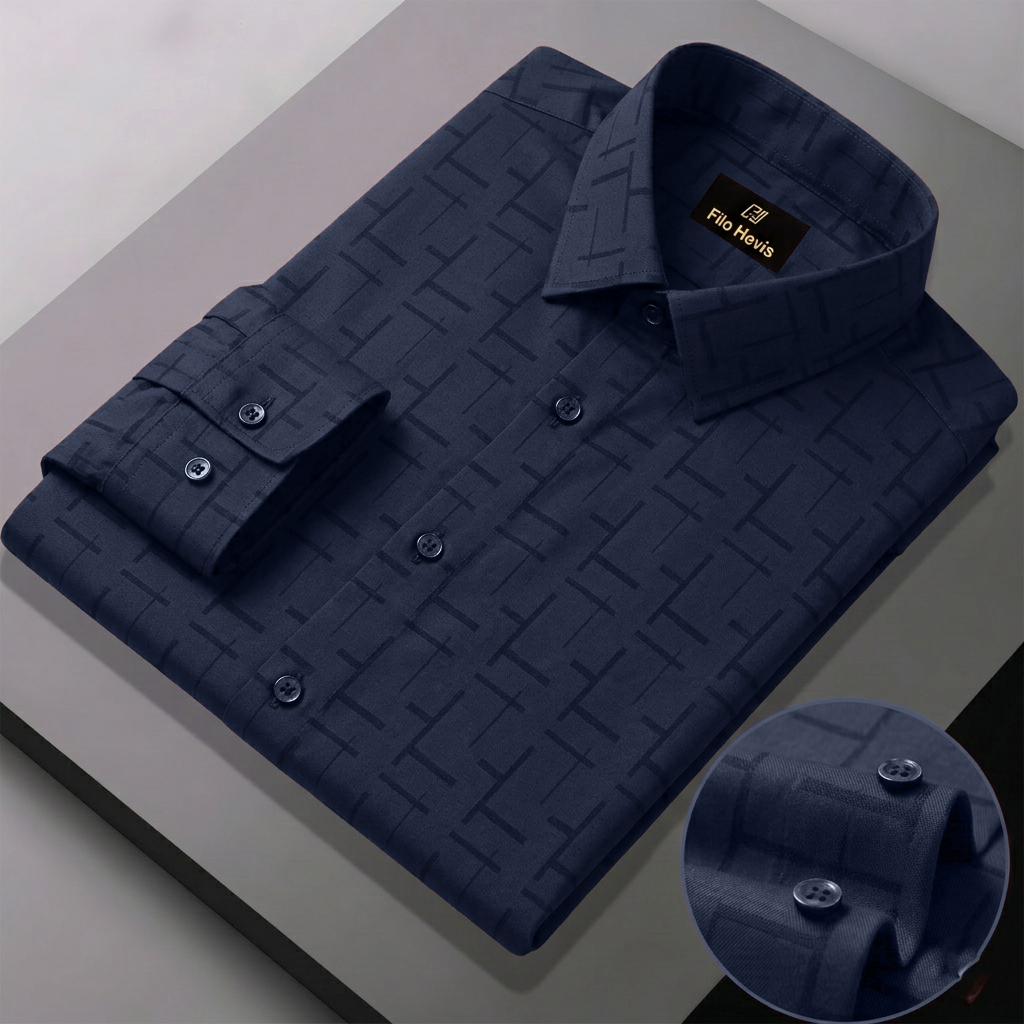 Print Shirt for Men | Smart Regular Fit | NAVY BLUE My Store