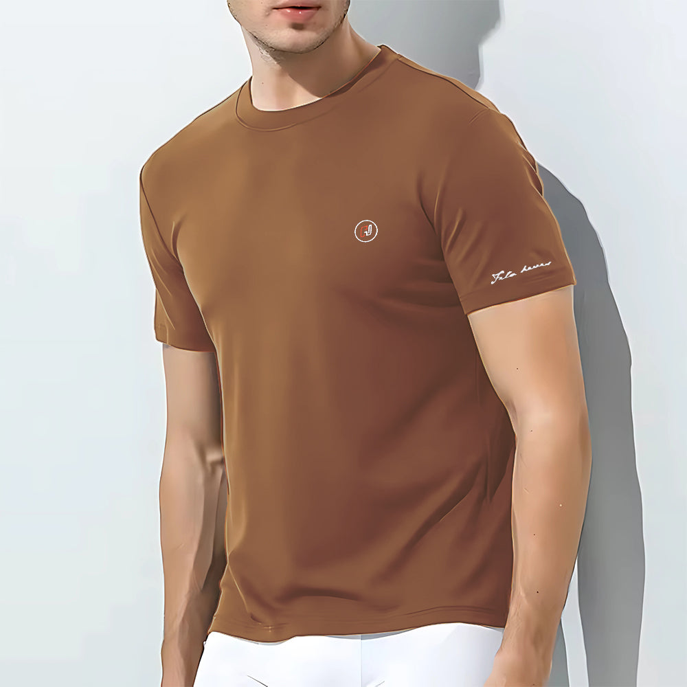 Men's Cotton Round Neck t-shirt Brown