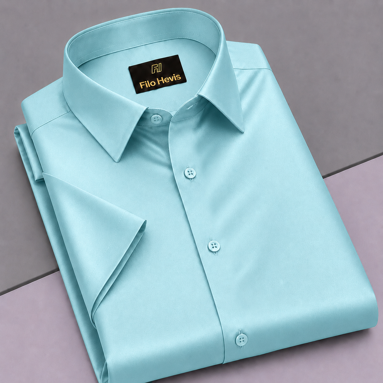 Men’s Satin Half Sleeve Formal Shirt – Premium Soft & Shiny Finish-Sky