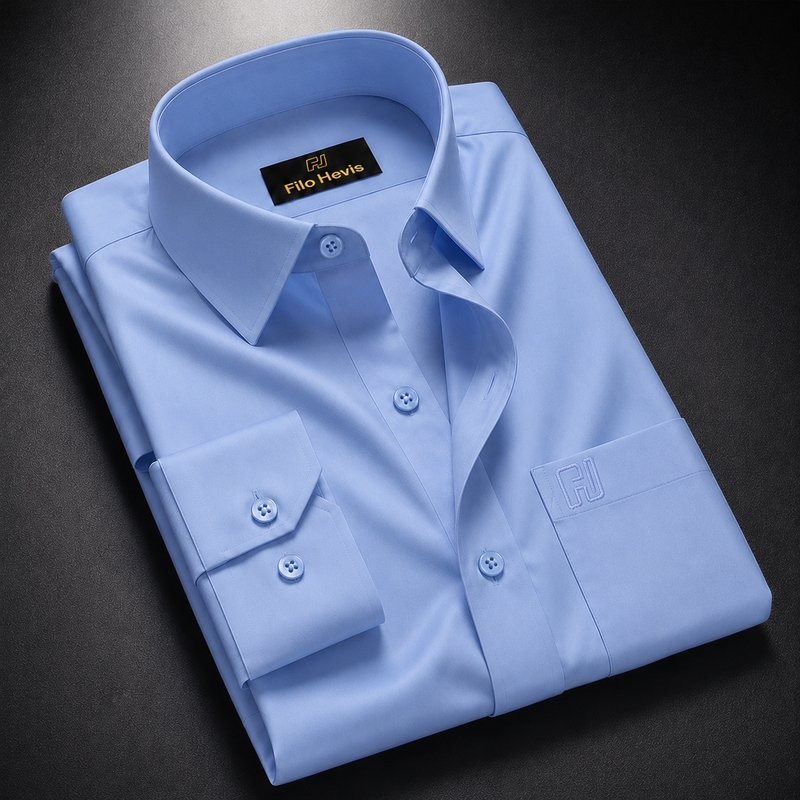 Cotton Satin Formal Shirt for Men - Regular Fit Full Sleeve | Sky Blue
