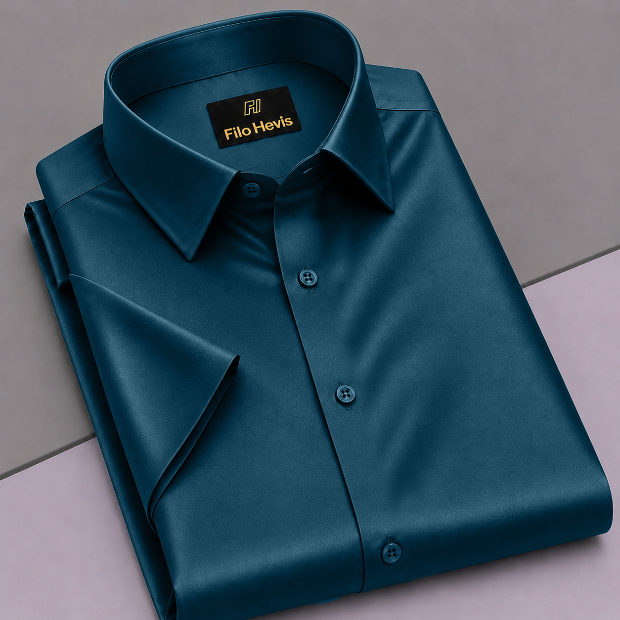 Men’s Satin Half Sleeve Formal Shirt – Premium Soft & Shiny Finish-Teal Blue
