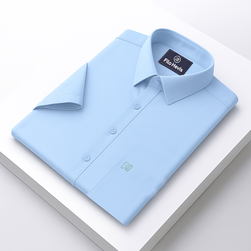 Men’s Formal Shirt | Premium Cotton Blend | Wrinkle-Resistant & Breathable Office Wear-Sky