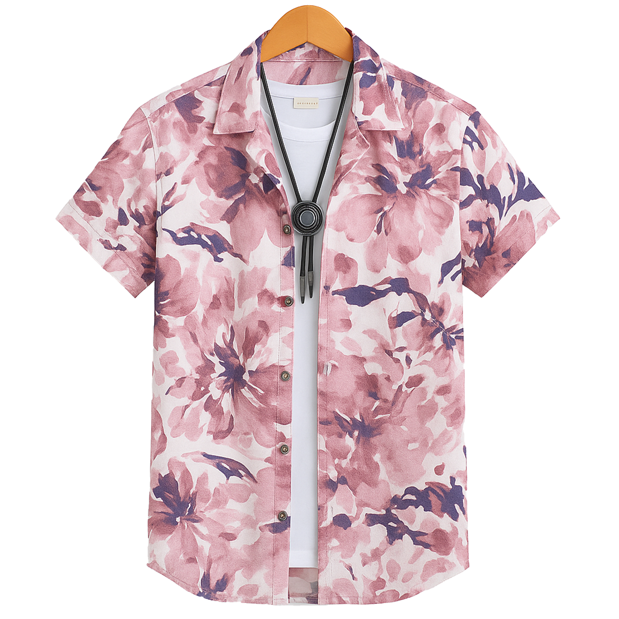 PEACH HALF CASUAL PRINTED COTTON SHIRT REGULAR FIT FOR MEN