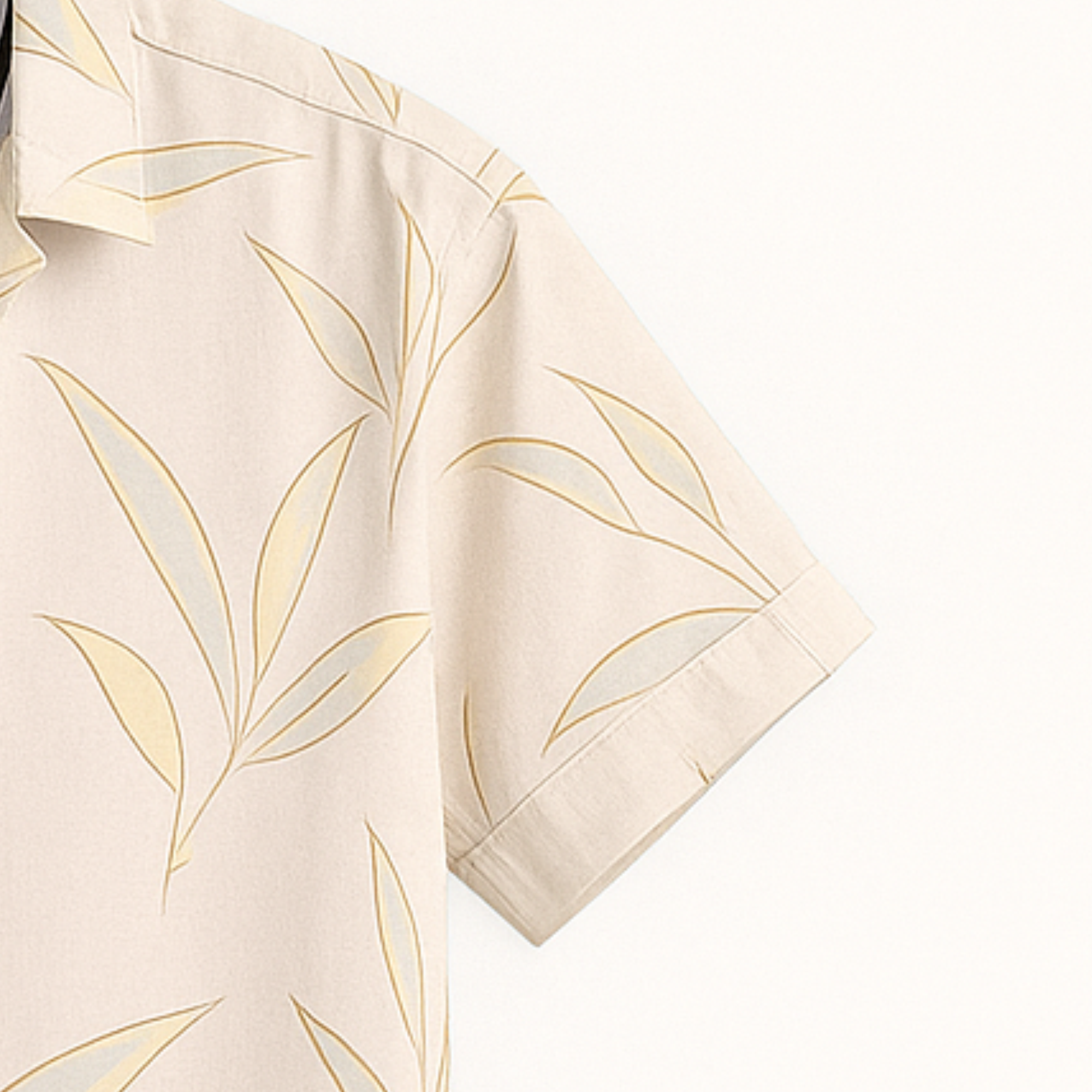 CREAM HALF CASUAL PRINTED COTTON SHIRT REGULAR FIT FOR MEN