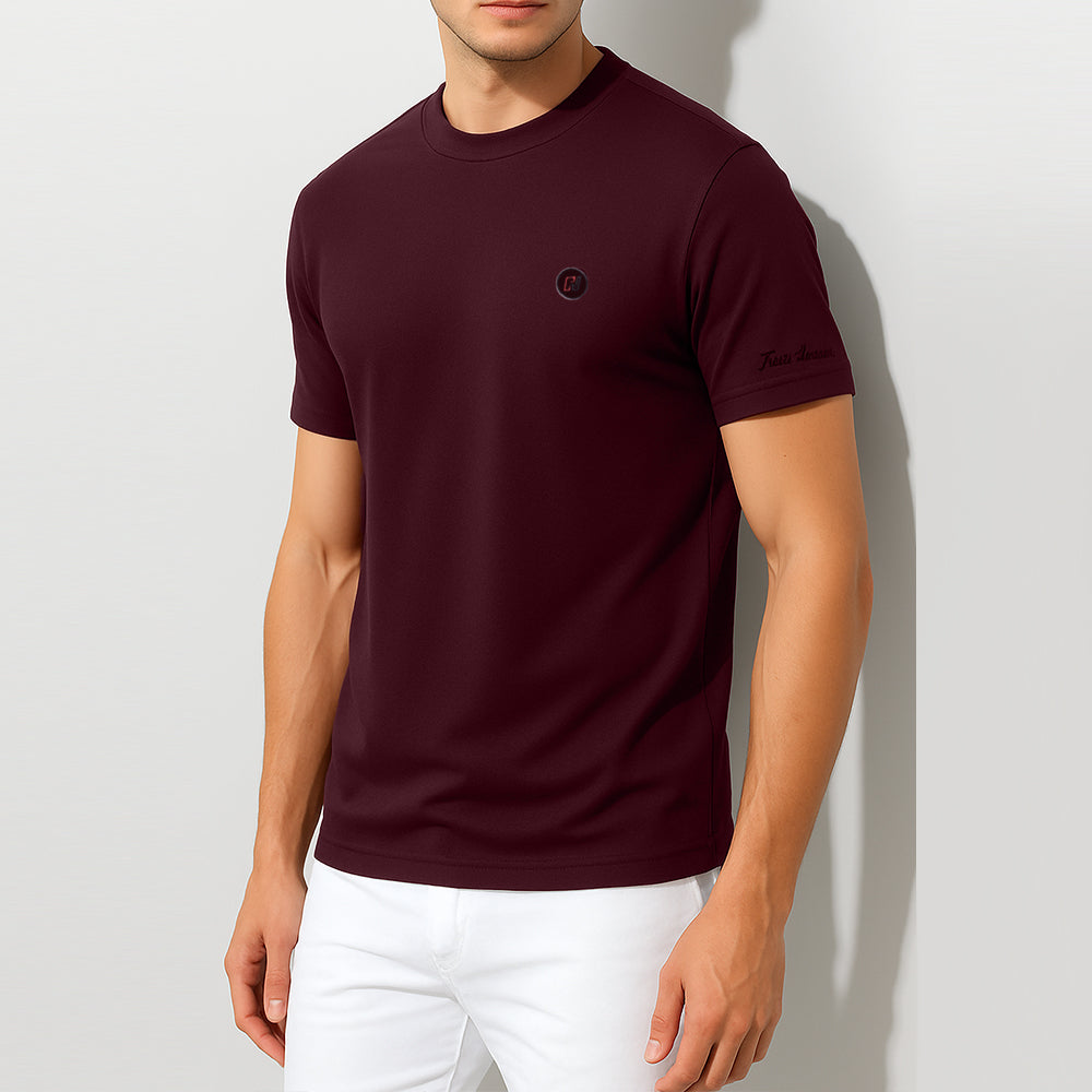 Men's Cotton Round Neck t-shirt Dark Maroon