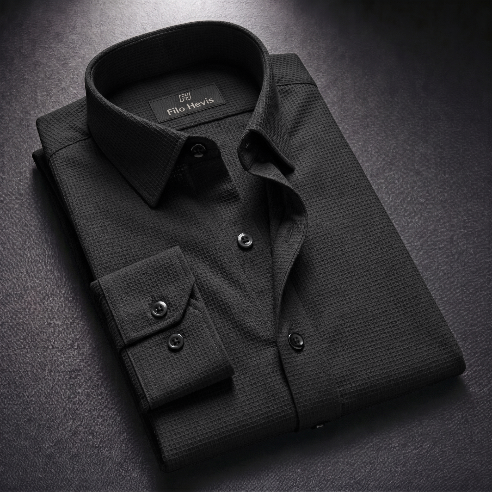 Men's Full Sleeve Self Textured Shirt | Black