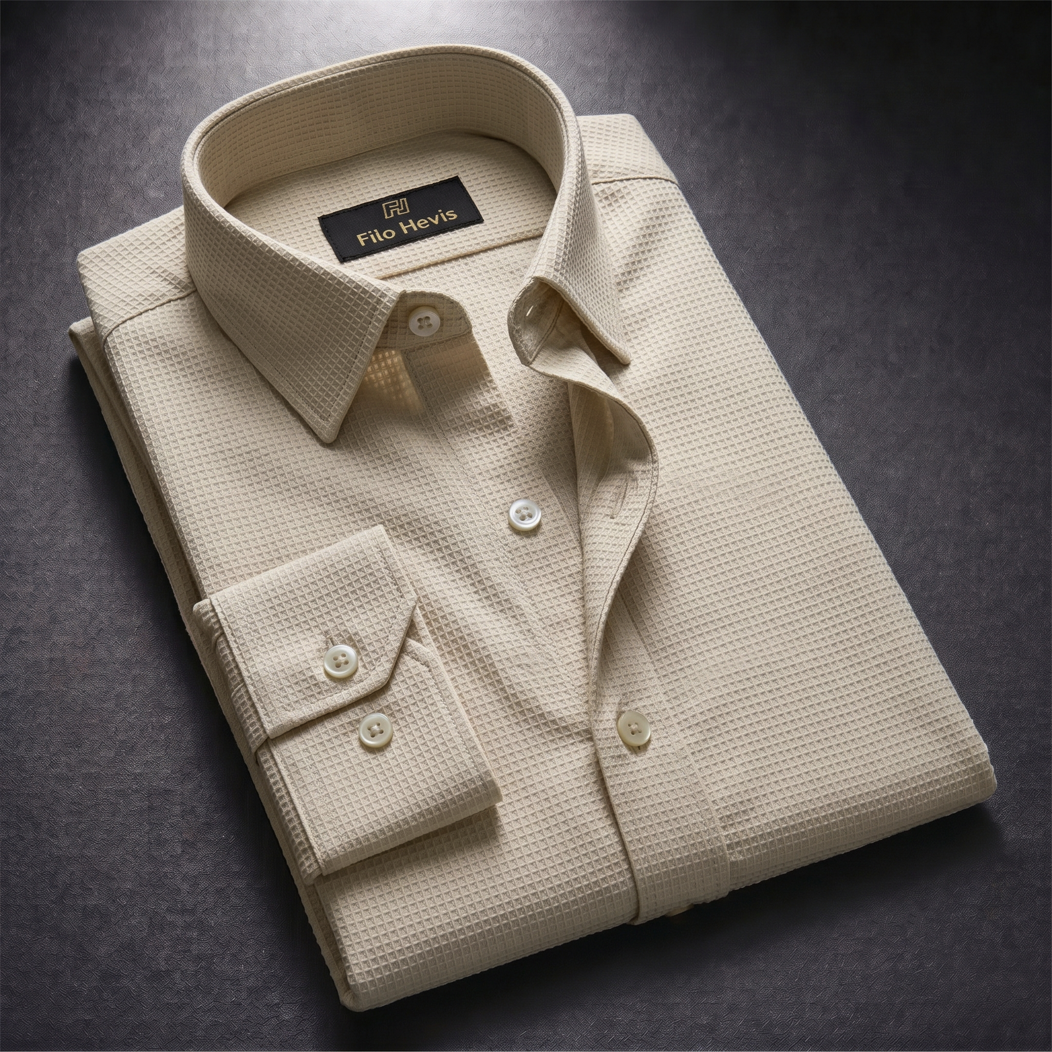 Men's Full Sleeve Self Textured Shirt | Cream