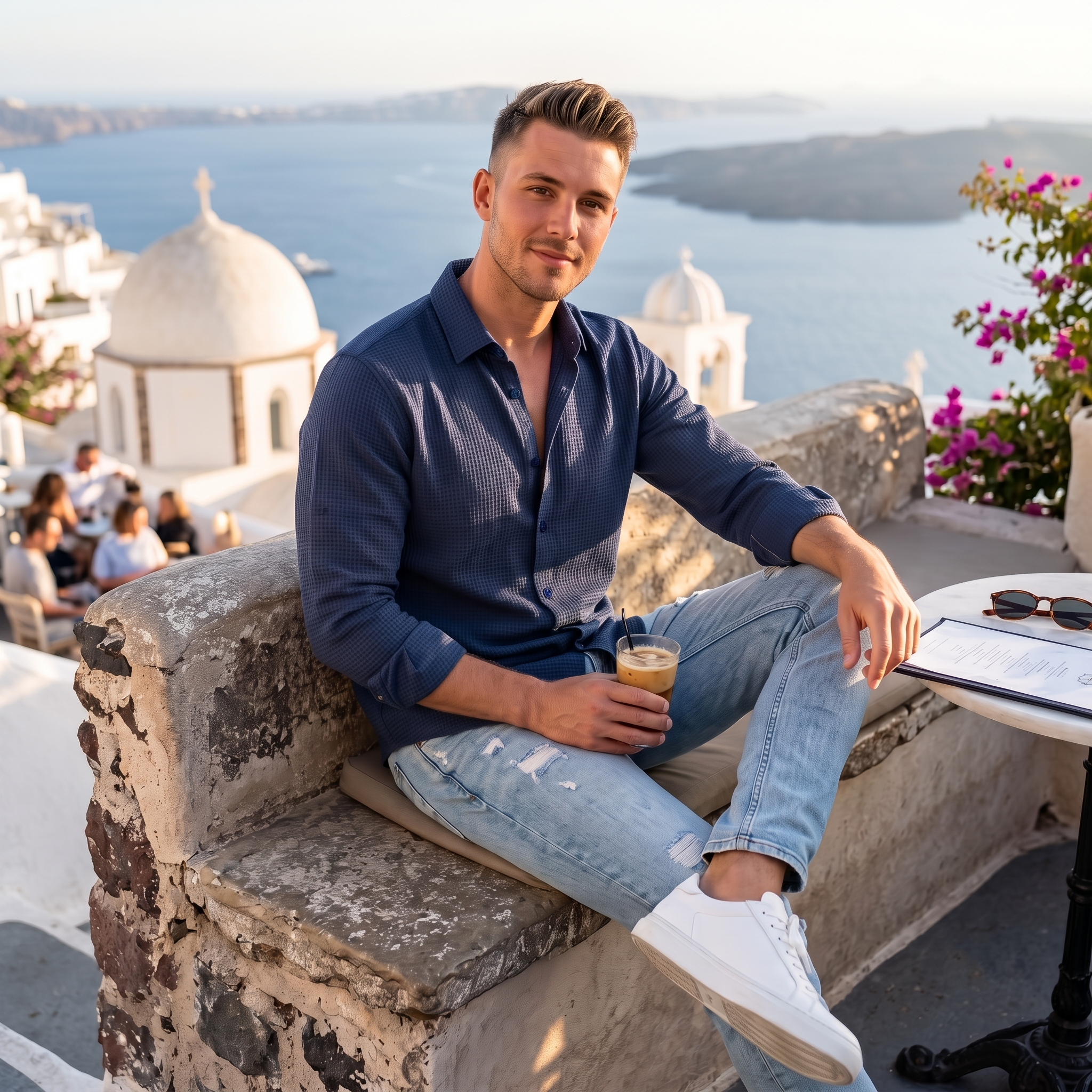 Men's Full Sleeve Self Textured Shirt | Navy Blue