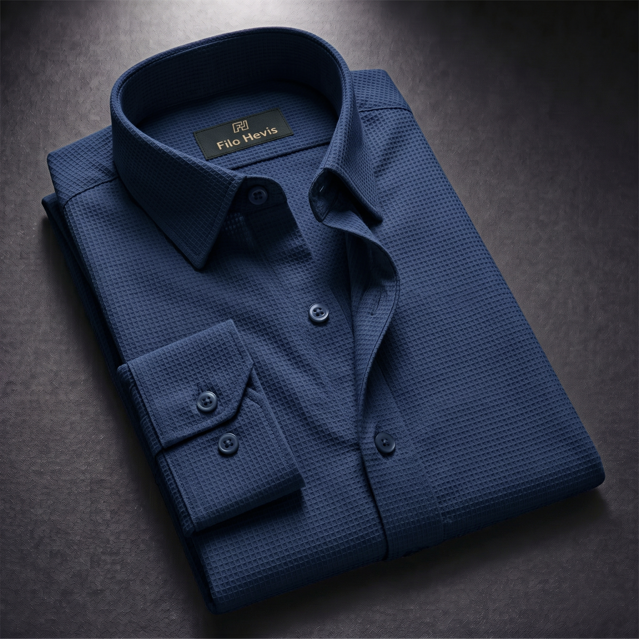 Men's Full Sleeve Self Textured Shirt | Navy Blue