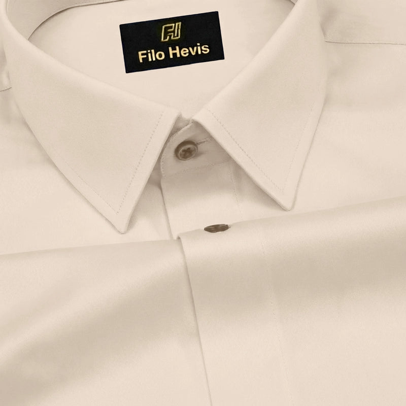 Platinum Cotton Satin Formal Shirt for Men - with Pocket | Cream