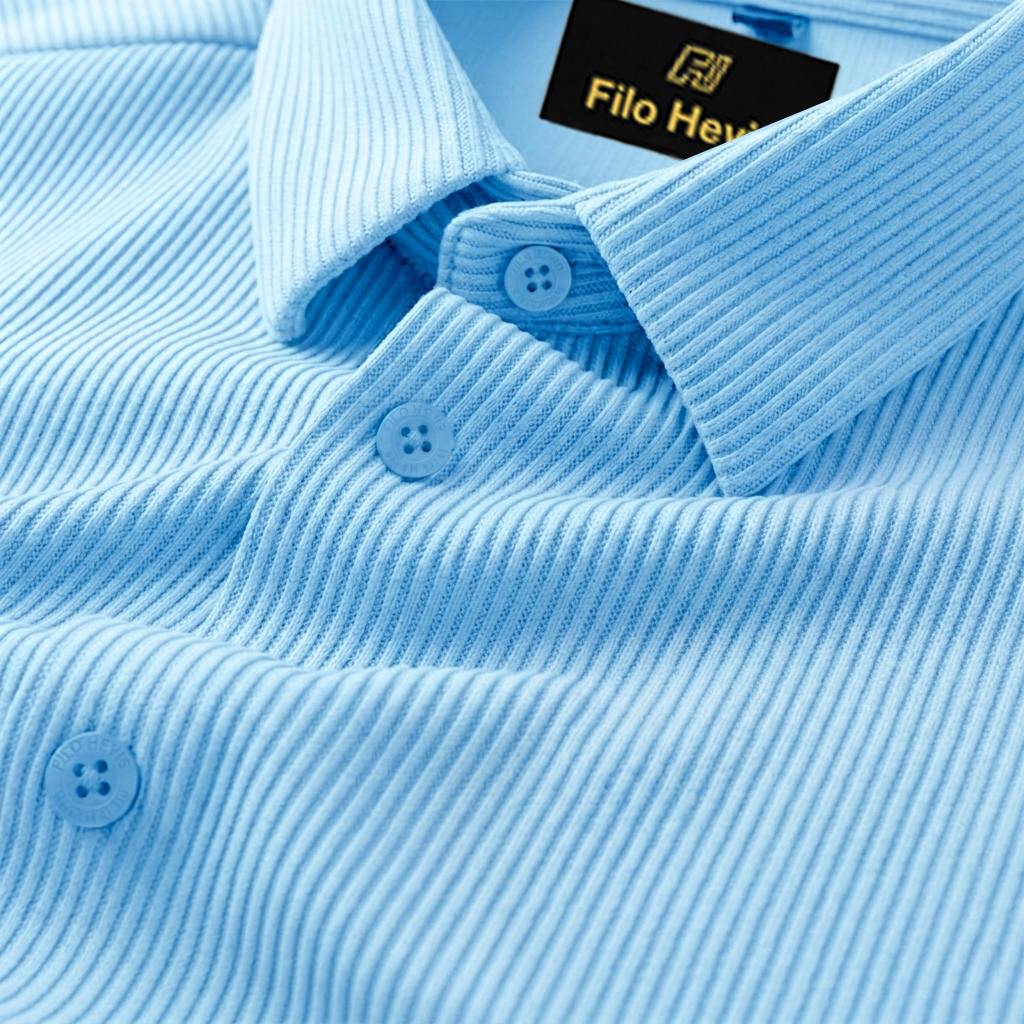 SELF-CORD CASUAL SHIRTS FOR MEN BLENDED FABRIC | Half Sleeves | Sky