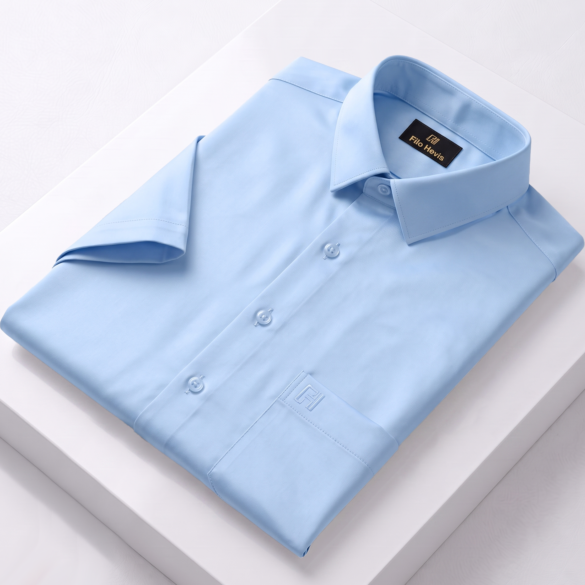 Men's Formal Half Sleeve Shirt-Sky