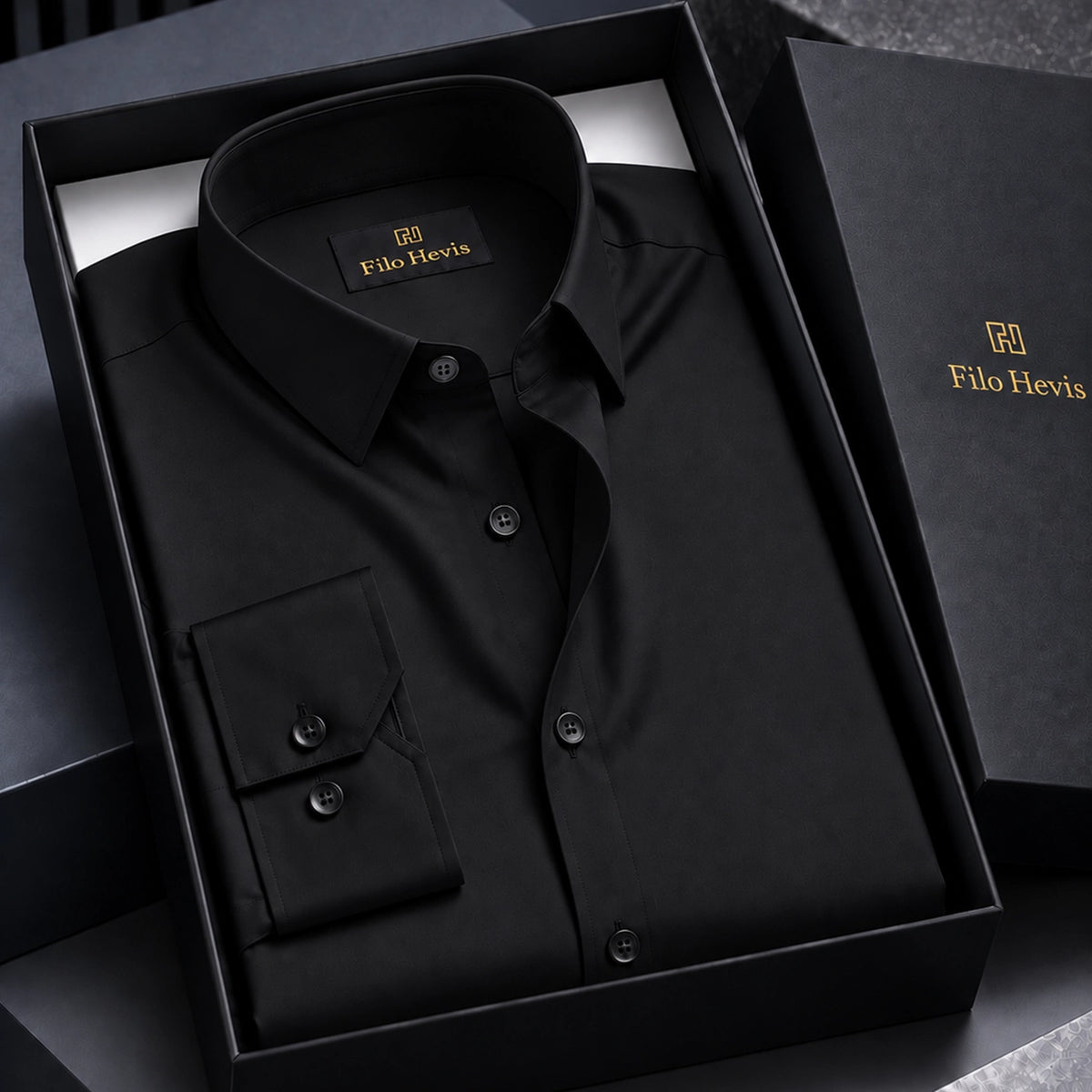 Anti Wrinkle Satin Lycra Formal Shirt (Imported Fabric)| Black