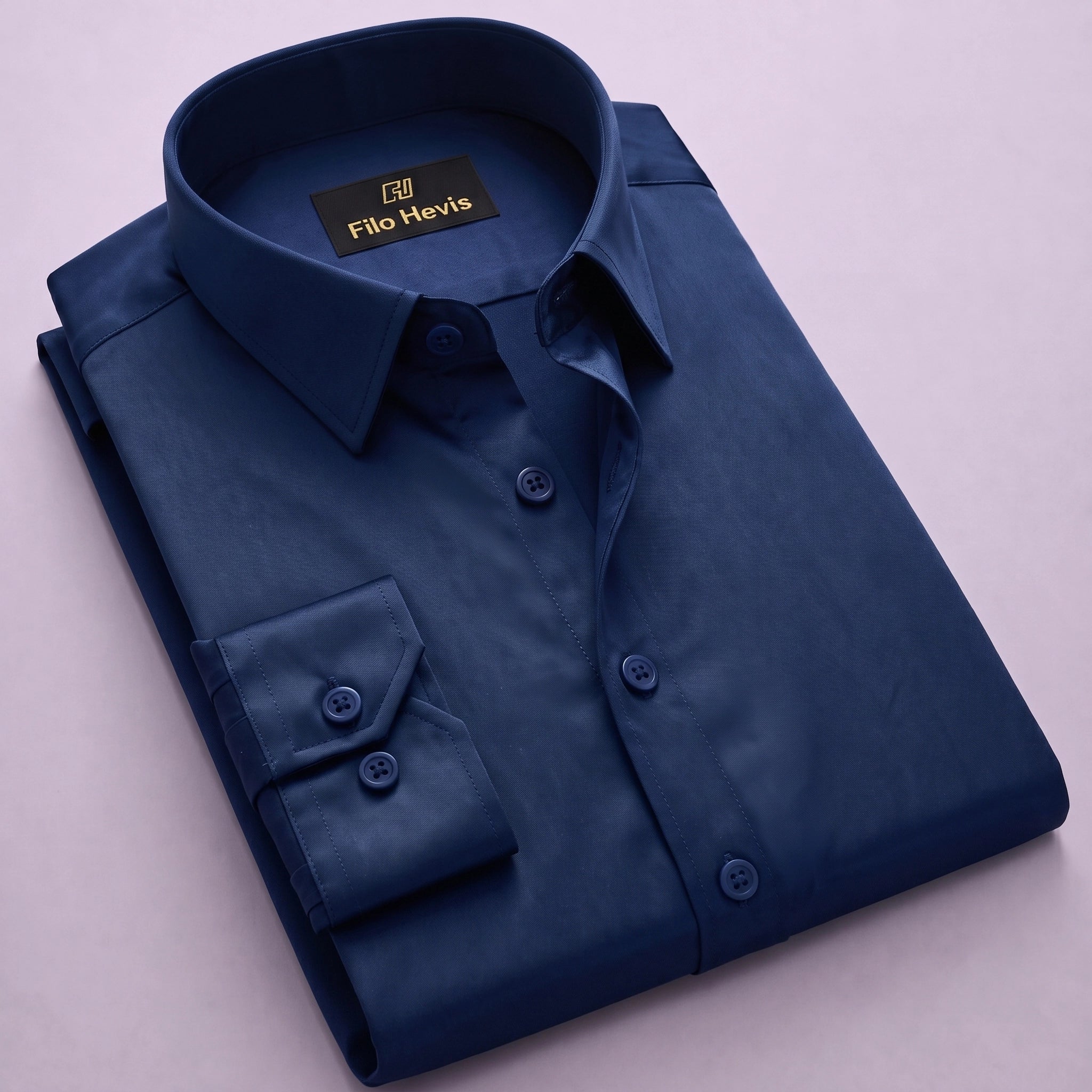 Anti Wrinkle Satin Lycra Formal Shirt (Imported Fabric)| Navy Blue