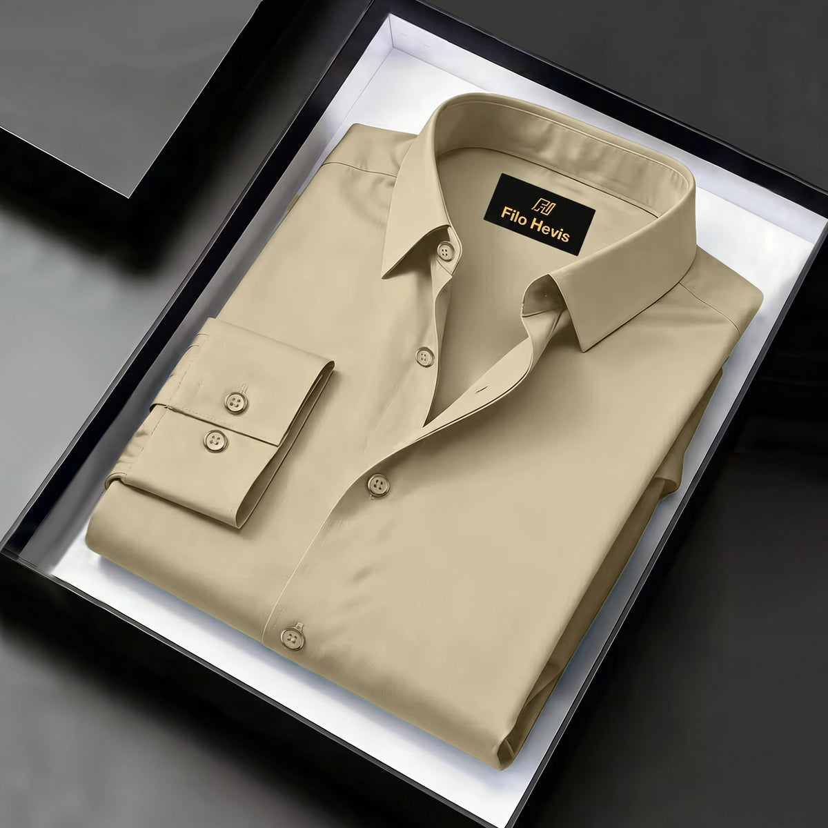 Anti Wrinkle Satin Lycra Formal Shirt (Imported Fabric)| Beige