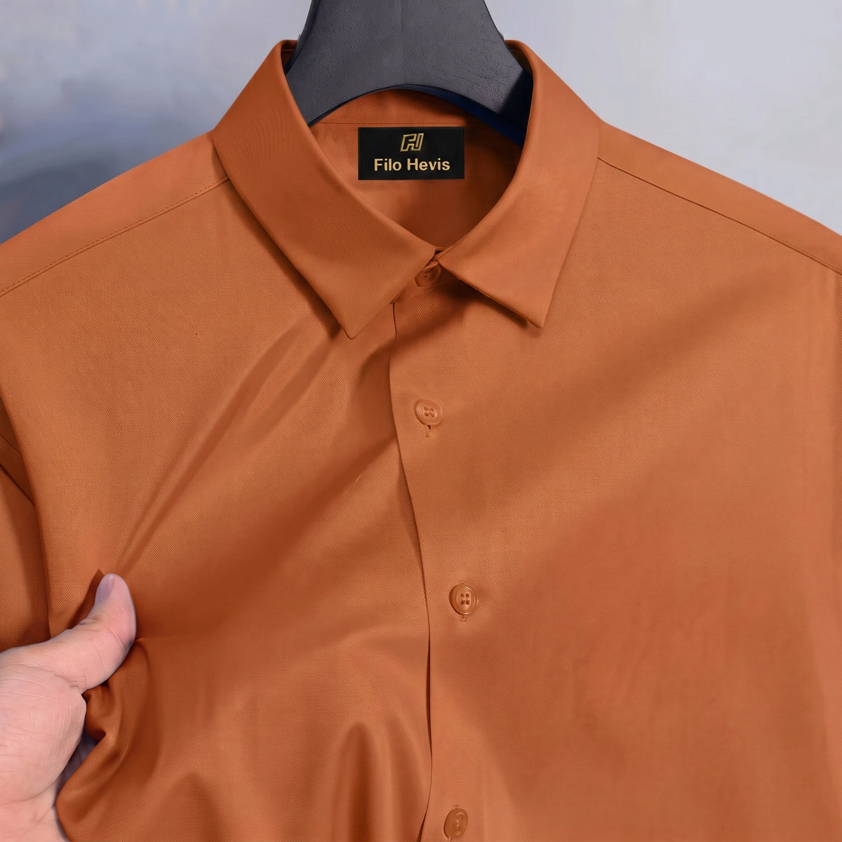 Anti Wrinkle Satin Lycra Formal Shirt (Imported Fabric)| Orange