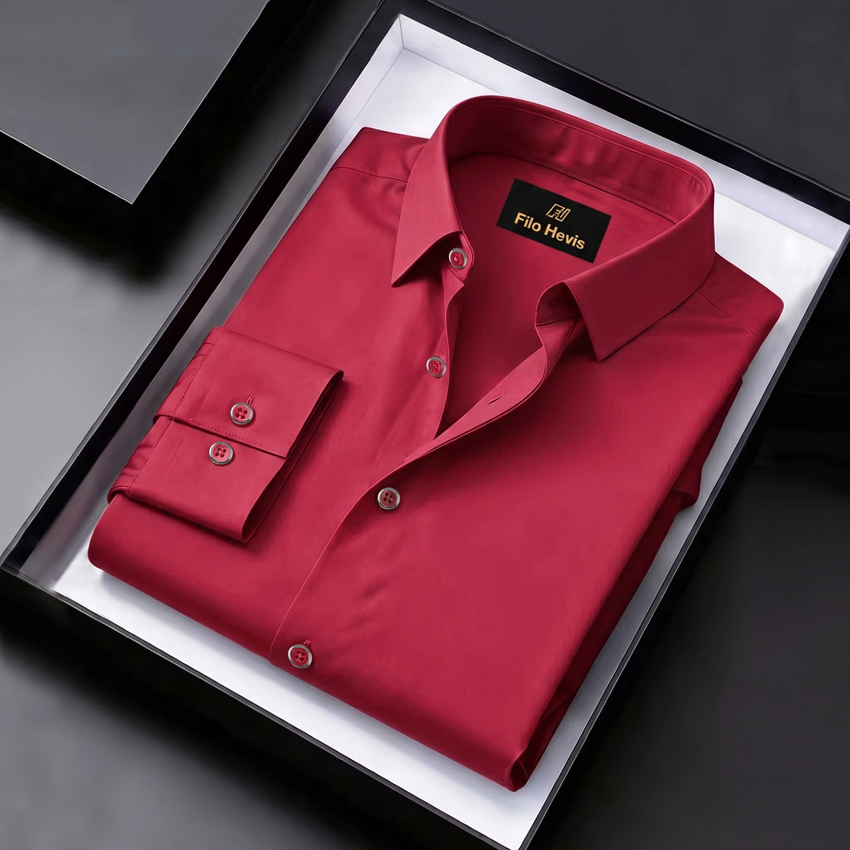 Anti Wrinkle Satin Lycra Formal Shirt (Imported Fabric)| Red