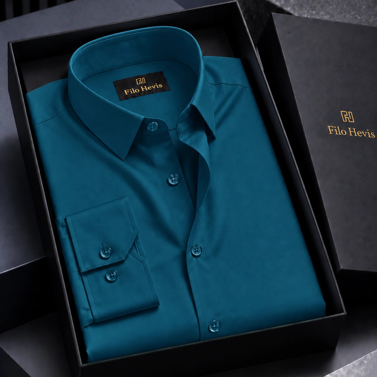 Anti Wrinkle Satin Lycra Formal Shirt (Imported Fabric)| Teal Blue