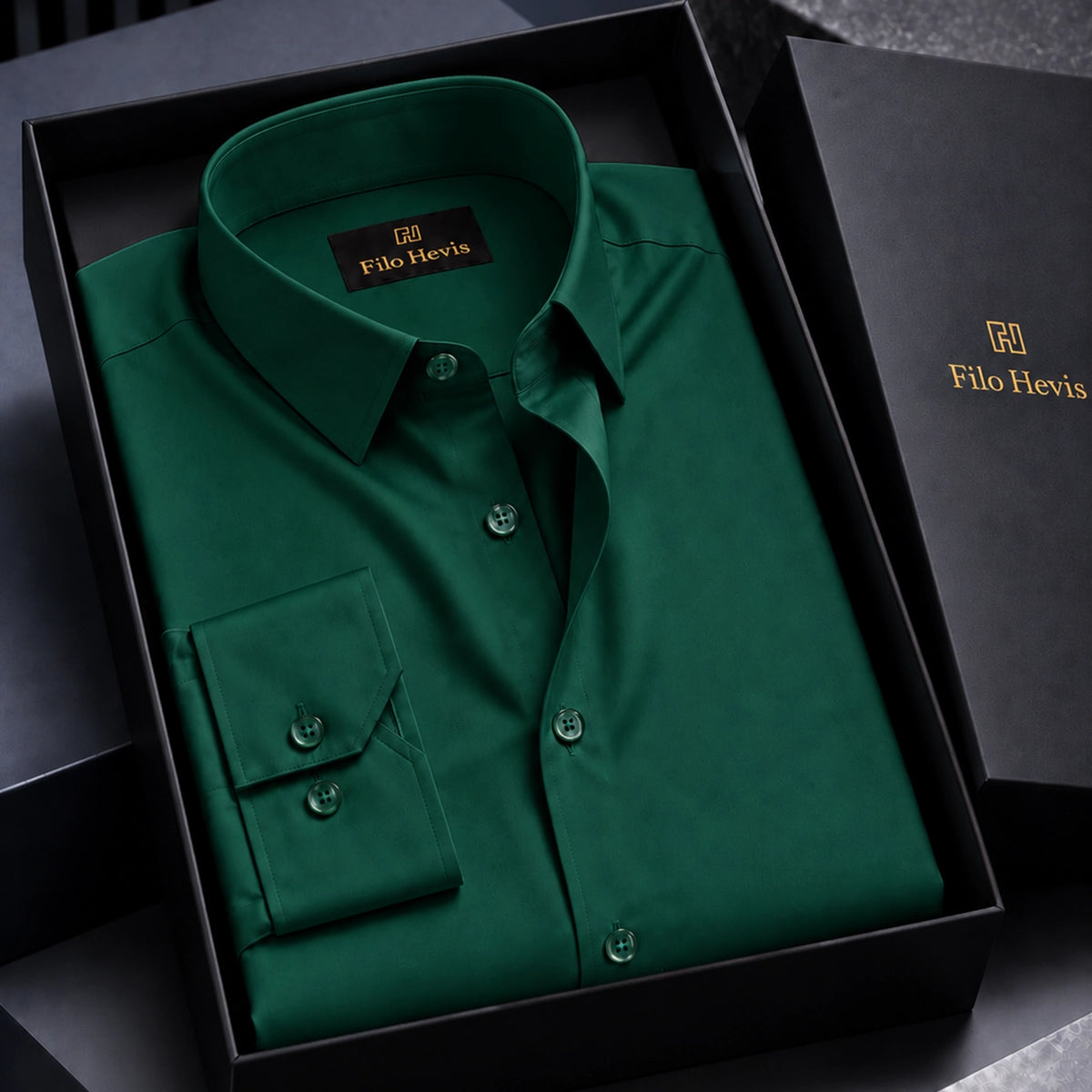 Anti Wrinkle Satin Lycra Formal Shirt (Imported Fabric)| Dark Green/Phthalo Green
