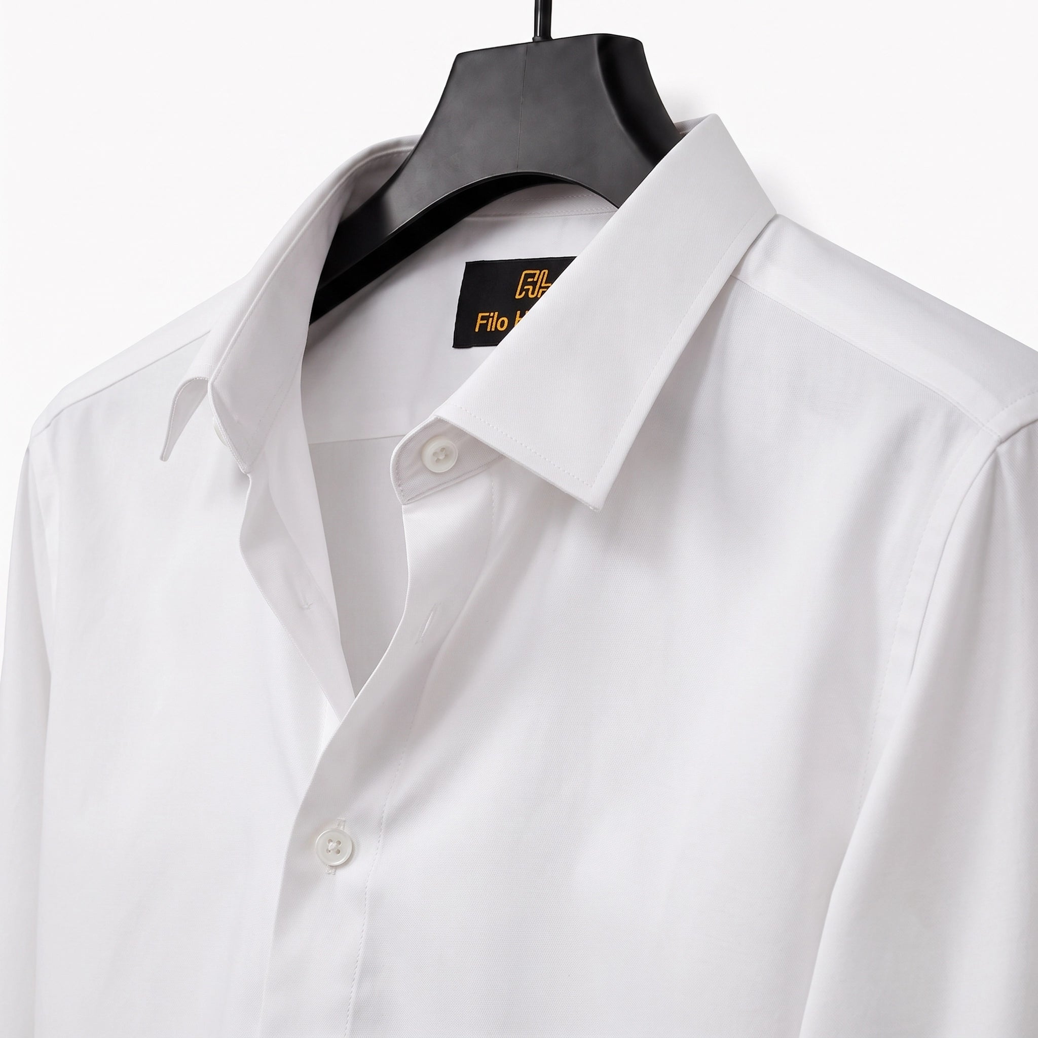 Anti Wrinkle Satin Lycra Formal Shirt (Imported Fabric)| White (With White Button)