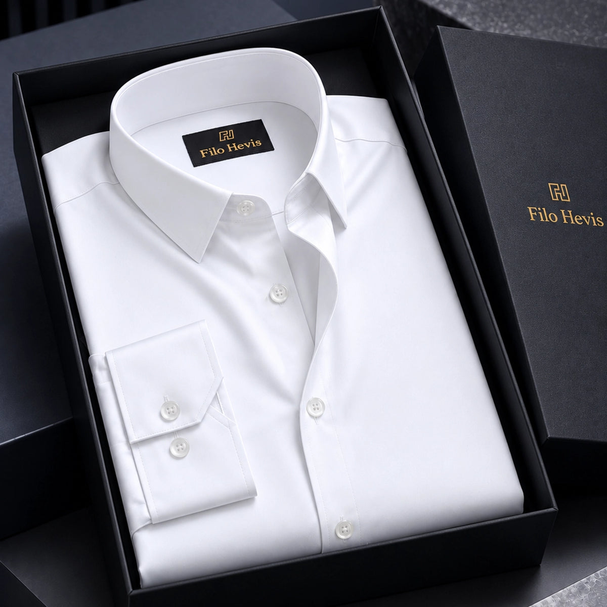 Anti Wrinkle Satin Lycra Formal Shirt (Imported Fabric)| White (With White Button)