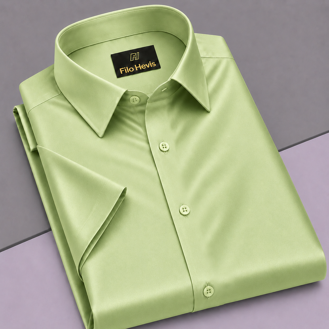 Men’s Satin Half Sleeve Formal Shirt – Premium Soft & Shiny Finish-Pista Green