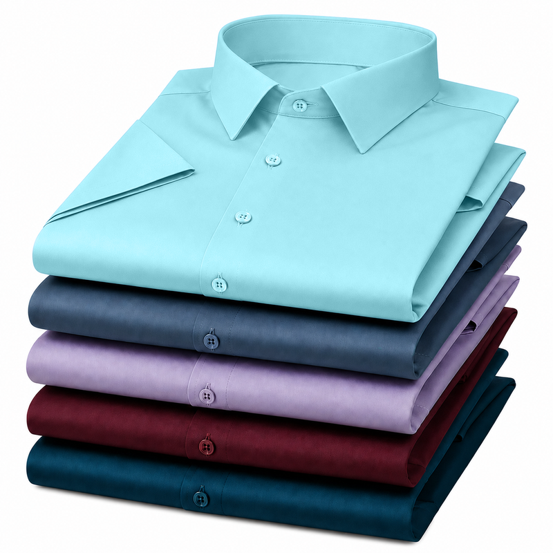 Men’s Satin Half Sleeve Formal Shirt – Premium Soft & Shiny Finish-Sky