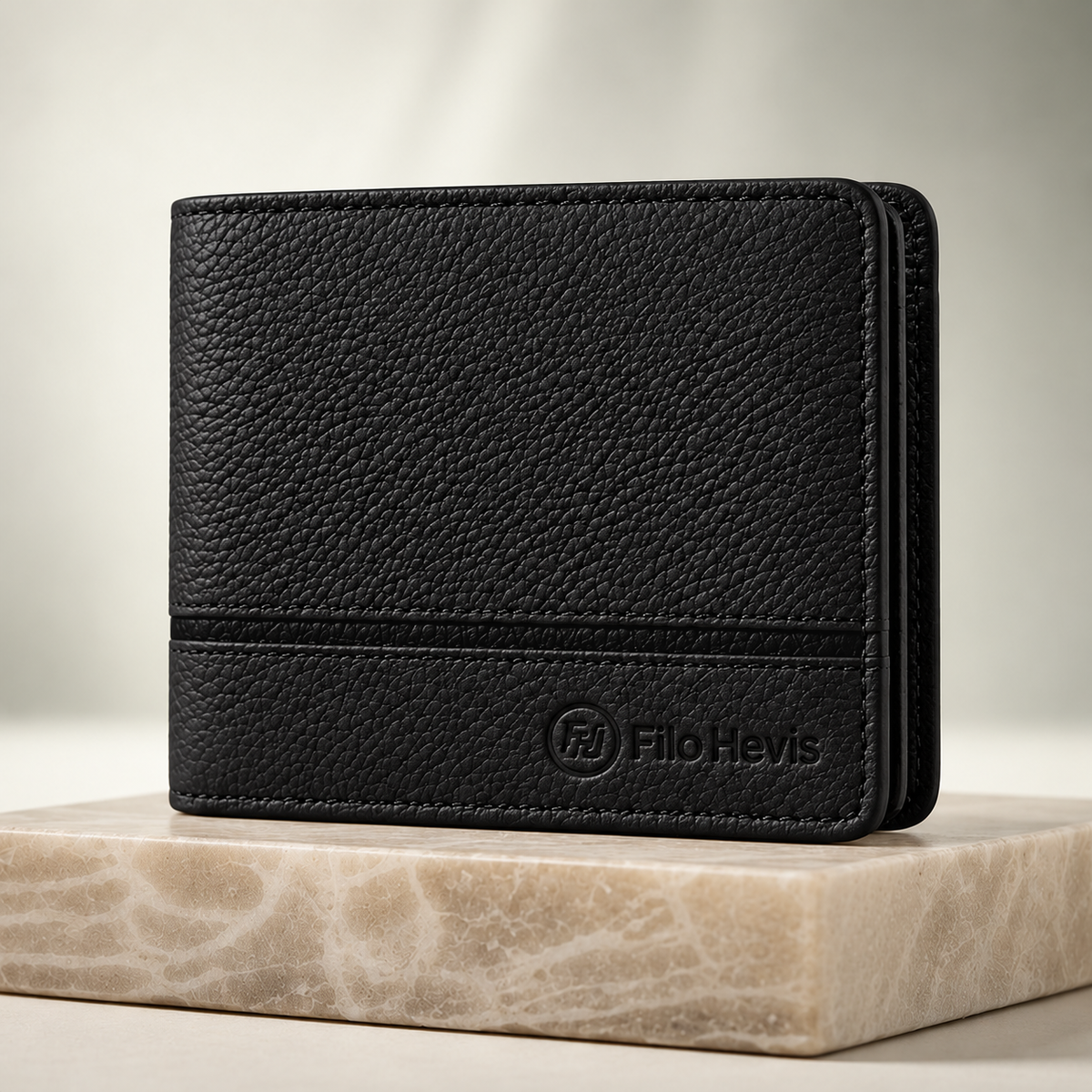 Black Textured Men's Wallet | Slim Bi-Fold Wallet with Coin Pocket