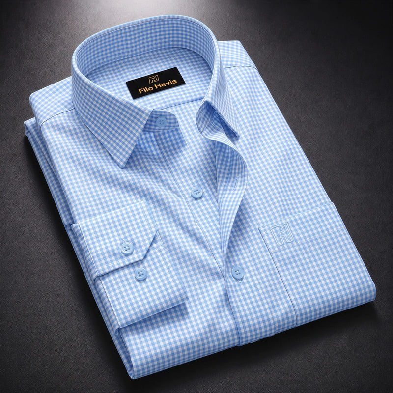 Oxford Cotton Check Shirt for Men |Slim fit | Sky Blue