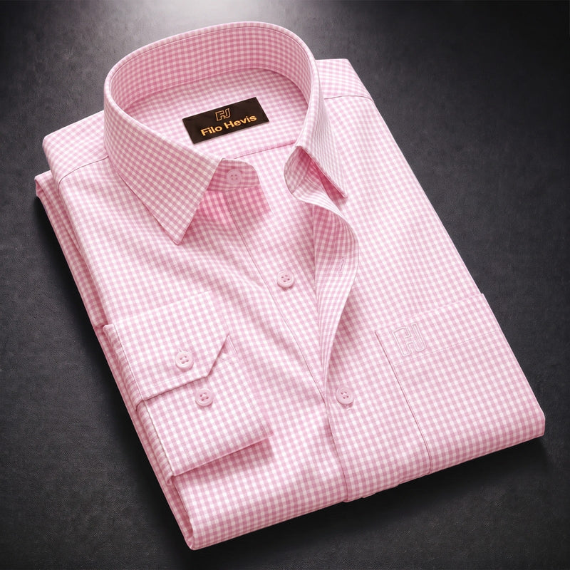 Oxford Cotton Check Shirt for Men |Slim fit | Pink