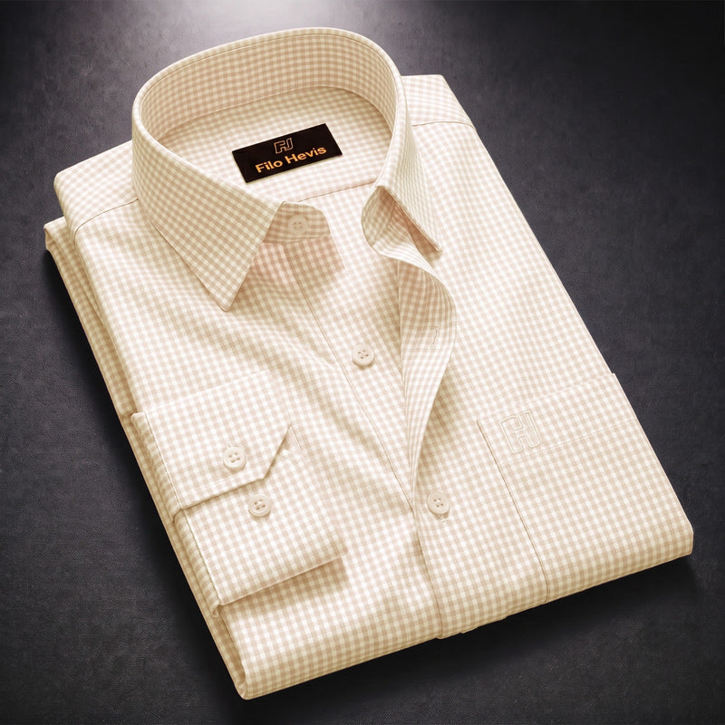 Cotton Check Shirt for Men |Slim fit | Cream