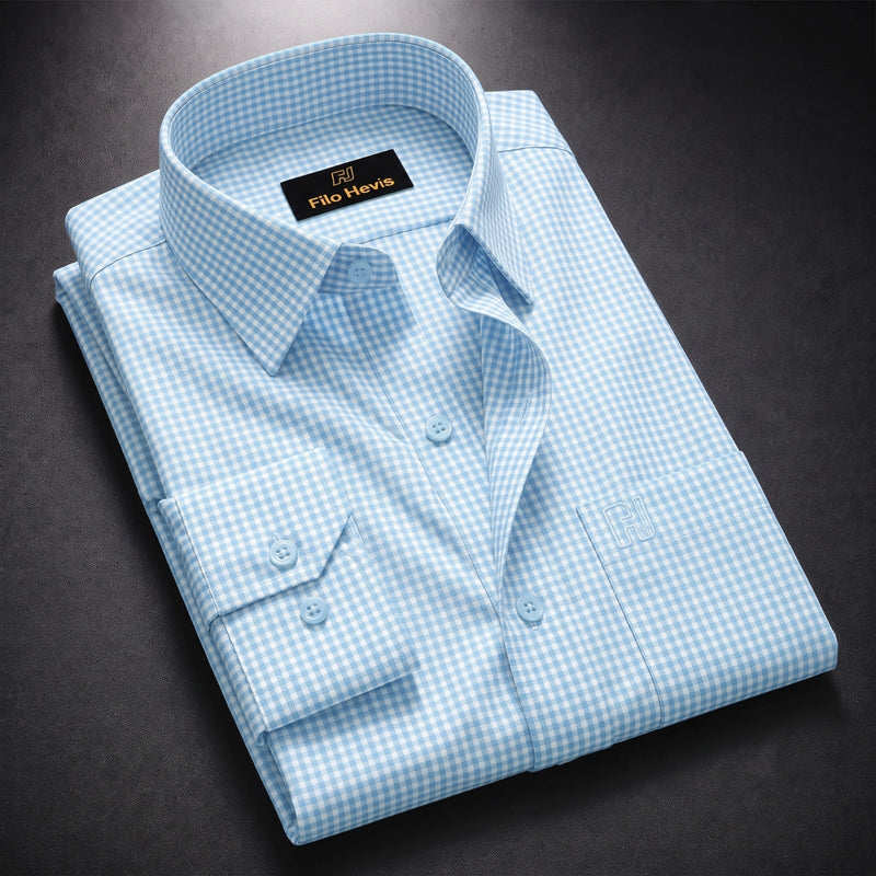 Cotton Check Shirt for Men |Slim fit | Sky